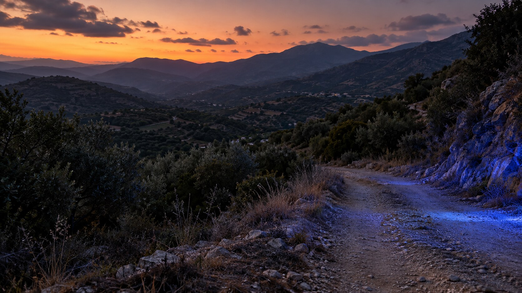 Ενδεικτική εικόνα AI από ορεινή αγροτική διαδρομή στον Μυλοπόταμο Ρεθύμνου