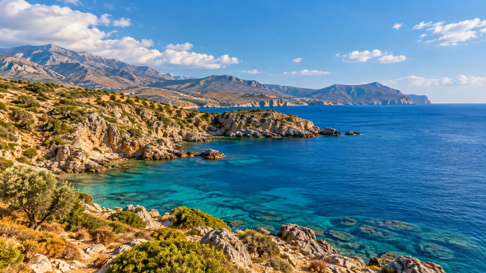Ενδεικτική εικόνα με αίθριο ουρανό πάνω από την ακτογραμμή της Κρήτης